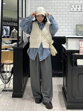 「アイテム（帽子、ホワイト系）」を使った、れみ　　さん（レディース・157cm）の秋コーディネート