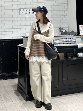 「アイテム（デニムパンツ、ベージュ系）」を使った、れみ　　さん（レディース・157cm）の夏コーディネート