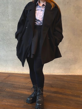 「おでかけコーデ」｜「アイテム（トレンチコート）」を使った、菌類さん（レディース・152cm）の冬コーディネート
