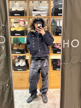 「WHO'S WHO gallery（フーズフーギャラリー）の【26AW LOOK掲載品番/WEB限定サイズあり】ナポレオンファーブルゾン（ブルゾン、ブルー系）」を使った、Rionさん（メンズ・170cm）の秋コーディネート