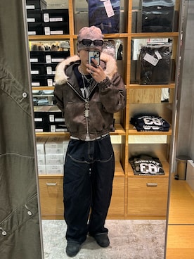 「WHO'S WHO gallery（フーズフーギャラリー）のスタッズベルト（ベルト）」を使った、Rionさん（メンズ・170cm）の冬コーディネート