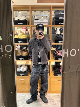 「WHO'S WHO gallery（フーズフーギャラリー）の【KOOKY‘N】ステンカラージップジャケット（ブルゾン、グレー系）」を使った、Rionさん（メンズ・170cm）の秋コーディネート