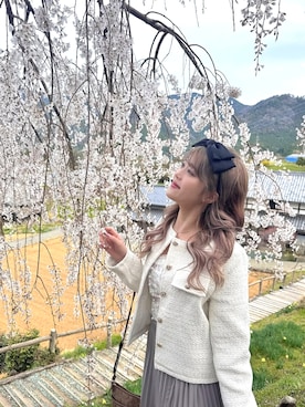 「ノーカラージャケット」｜「アイテム（ノーカラージャケット）」を使った、彭海城さん（レディース・160cm）の冬コーディネート