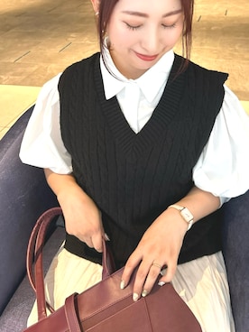 「SEU（エスイーユー）のアイテム」を使った、彭海城さん（レディース・155cm）の冬コーディネート