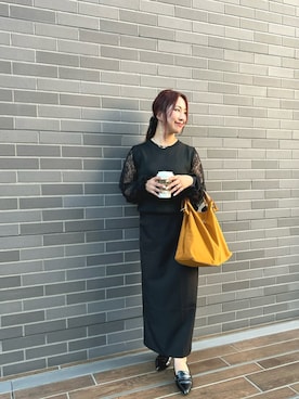 「SEU（エスイーユー）のアイテム」を使った、彭海城さん（レディース・153cm）の冬コーディネート