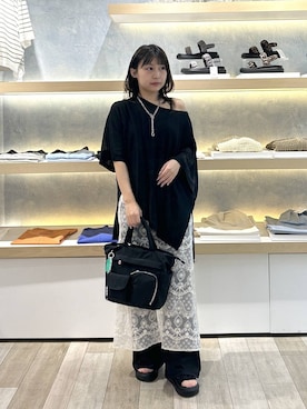「LEPSIM（レプシィム）のステンレス2WAYマンテルネックレス　633035（ネックレス、シルバー系）」を使った、0715mmtさん（レディース）の春コーディネート