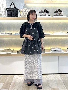 「LEPSIM（レプシィム）のステンレス2WAYマンテルネックレス　633035（ネックレス、シルバー系）」を使った、0715mmtさん（レディース）の春コーディネート