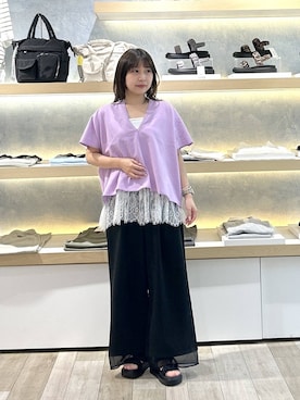 「LEPSIM（レプシィム）の裾アソートレイヤード2　582455（Tシャツ/カットソー、ホワイト系）」を使った、0715mmtさん（レディース）の春コーディネート