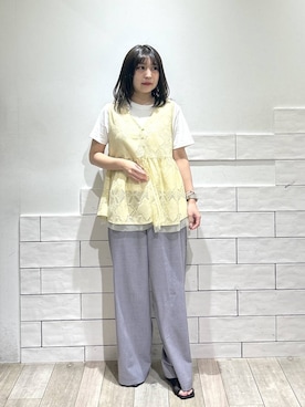 「LEPSIM（レプシィム）のシアーフラットサンダル　323224（サンダル、ブラック系）」を使った、0715mmtさん（レディース）の春コーディネート
