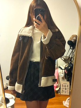 「アイテム（ムートンコート）」を使った、s21337さん（レディース・162cm）の秋コーディネート