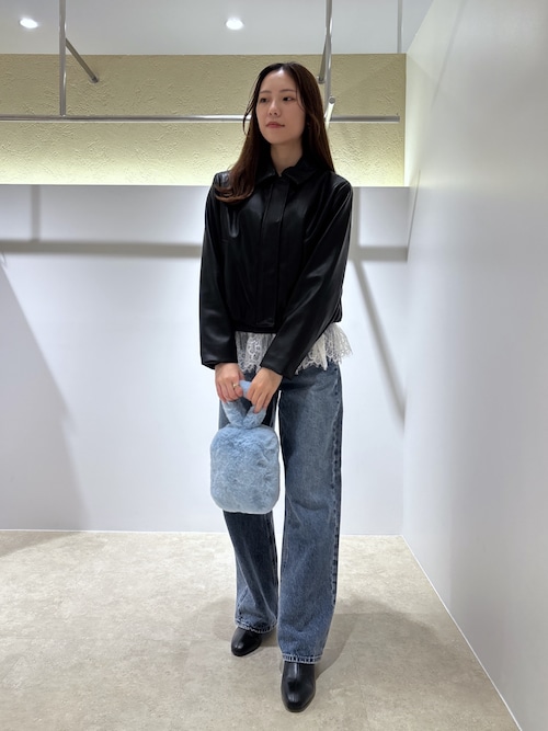 フェイクレザーステンカラーブルゾン