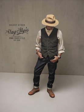 「Timberland（ティンバーランド）のアイテム（ブーツ、ブラウン系）」を使った、slaystyleさん（メンズ・175cm）の秋コーディネート