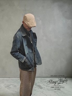 「無名のアイテム（ハンチング/ベレー帽、ベージュ系）」を使った、slaystyleさん（メンズ・175cm）の夏コーディネート