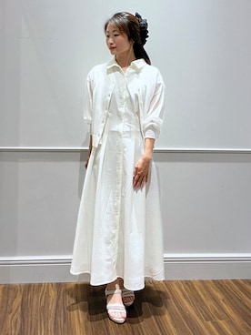 「couture brooch（クチュールブローチ）の【洗える・パール調釦】愛されシアーカーディガン（カーディガン/ボレロ、ホワイト系）」を使った、とらこさんの夏コーディネート