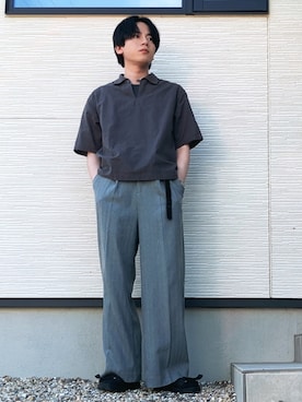 「NANO universe（ナノユニバース）のアイテム（シャツ/ブラウス、グレー系）」を使った、QOOさん（メンズ・167cm）の夏コーディネート