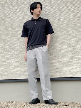 「URBAN RESEARCH DOORS（アーバンリサーチドアーズ）のアイテム（ポロシャツ、ブラック系）」を使った、QOOさん（メンズ・167cm）の夏コーディネート