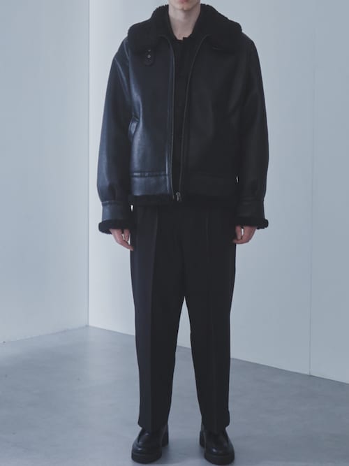 SLICK/スリック】Synthetic Leather Mouton B-3 Jacket/シンセティック