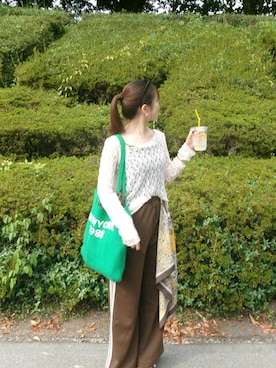 「アイテム（チューブトップ）」を使った、なちゃんさん（レディース・149cm）の秋コーディネート