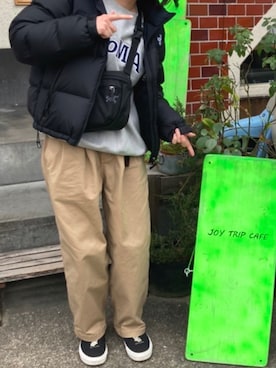 「northface」｜「アイテム（ダウンジャケット/コート）」を使った、®️さん（レディース・154cm）の冬コーディネート