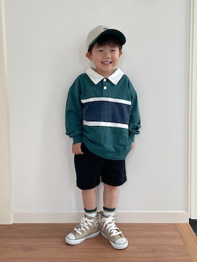 「ZOZOKIDSDAY」｜「アイテム（キャップ）」を使った、Nana…Haku…‪‪さん（キッズ・120cm）の春コーディネート