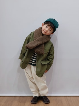 「B:MING by BEAMS（ビーミングバイビームス）のB:MING by BEAMS / リブ ワッチキャップ（ニットキャップ/ビーニー）」を使った、Nana…Haku…‪‪さん（キッズ・100cm）の秋コーディネート