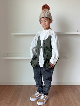 「こども ビームス（コドモビームス）のアイテム（帽子）」を使った、Nana…Haku…‪‪さん（キッズ・120cm）の秋コーディネート