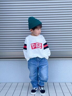 「B:MING by BEAMS（ビーミングバイビームス）のB:MING by BEAMS / リブ ワッチキャップ（ニットキャップ/ビーニー）」を使った、Nana…Haku…‪‪さん（キッズ・100cm）の秋コーディネート