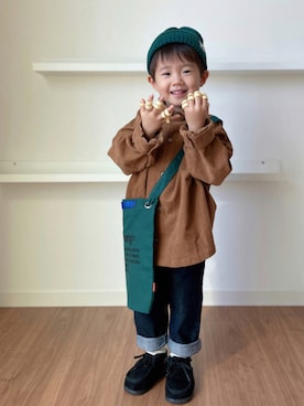 「B:MING by BEAMS（ビーミングバイビームス）のB:MING by BEAMS / リブ ワッチキャップ（ニットキャップ/ビーニー）」を使った、Nana…Haku…‪‪さん（キッズ・90cm）の秋コーディネート