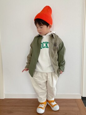 「アイテム（パーカー、ホワイト系）」を使った、Nana…Haku…‪‪さん（キッズ・120cm）の春コーディネート