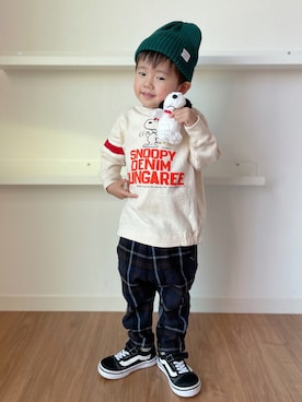 「B:MING by BEAMS（ビーミングバイビームス）のB:MING by BEAMS / リブ ワッチキャップ（ニットキャップ/ビーニー）」を使った、Nana…Haku…‪‪さん（キッズ・90cm）の秋コーディネート