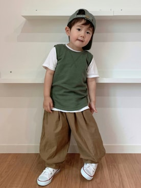 「アイテム（ラッピングキット、ホワイト系）」を使った、Nana…Haku…‪‪さん（キッズ・90cm）の夏コーディネート