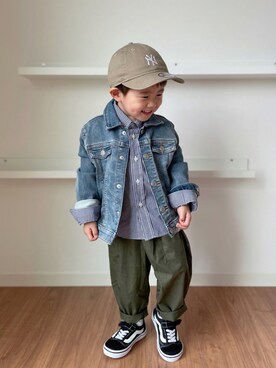「H&M（エイチ・アンド・エム）のアイテム（デニムジャケット）」を使った、Nana…Haku…‪‪さん（キッズ・90cm）の秋コーディネート