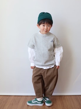 「アイテム（チノパンツ）」を使った、Nana…Haku…‪‪さん（キッズ・100cm）の冬コーディネート