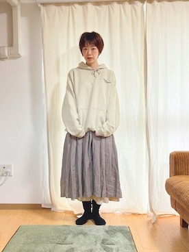 「旦那さんのを借りました」｜よしさん（レディース・163cm）の冬コーディネート