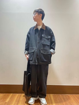 「アイテム（カバーオール）」を使った、nickさん（メンズ・175cm）の秋コーディネート
