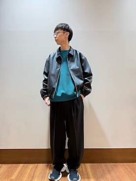 「アイテム（ライダースジャケット）」を使った、nickさん（メンズ・175cm）の秋コーディネート