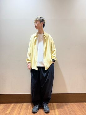 「ITEMS URBANRESEARCH（アイテムズ アーバンリサーチ）のリネンブレンドレギュラーカラーシャツ（シャツ/ブラウス、イエロー系）」を使った、nickさん（メンズ・175cm）の春コーディネート