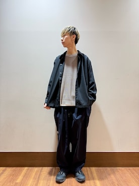 「ITEMS URBANRESEARCH（アイテムズ アーバンリサーチ）の2way ストレッチロングスリーブスナップシャツ（シャツ/ブラウス、ブラック系）」を使った、nickさん（メンズ・175cm）の春コーディネート