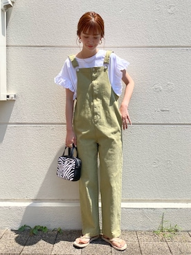 「Simplicite（サンプリシテ）のアイテム（オールインワン・サロペット）」を使った、Kanakoさん（レディース・163cm）の夏コーディネート