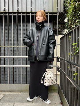 「B.C STOCK（ベーセーストック）のアイテム（ブルゾン）」を使った、Kanakoさん（レディース・163cm）の冬コーディネート