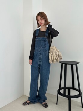 「ラメニット」｜「アイテム（サロペット/オーバーオール）」を使った、Kanakoさん（レディース・163cm）の夏コーディネート