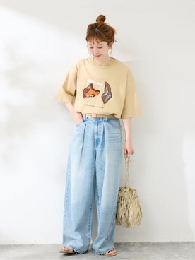 「B.C STOCK（ベーセーストック）のアイテム」を使った、Kanakoさん（レディース・163cm）の夏コーディネート