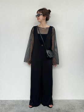 「アイテム（サロペット/オーバーオール）」を使った、Kanakoさん（レディース・163cm）の夏コーディネート