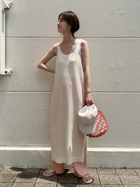 「Simplicite（サンプリシテ）のアイテム（帽子）」を使った、Kanakoさん（レディース・163cm）の夏コーディネート