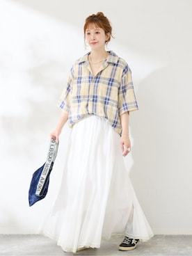 「B.C STOCK（ベーセーストック）のアイテム」を使った、Kanakoさん（レディース・163cm）の夏コーディネート