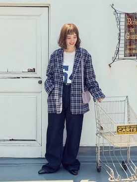 「アイテム（テーラードジャケット）」を使った、Kanakoさん（レディース・163cm）の夏コーディネート