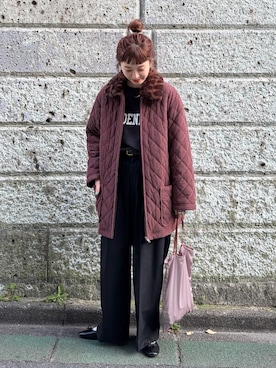 「アイテム（その他アウター、ブラウン系）」を使った、Kanakoさん（レディース・163cm）の秋コーディネート