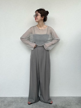 「アイテム（スラックス）」を使った、Kanakoさん（レディース・163cm）の夏コーディネート