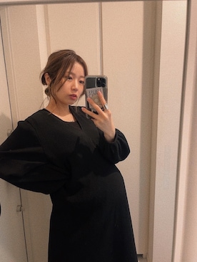 「臨月コーデ」｜岩田麻央さん（レディース・164cm）の冬コーディネート