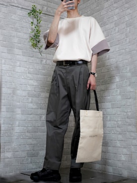 「PUBLIC TOKYO（パブリックトウキョウ）のアイテム（チノパンツ）」を使った、ao-iroさん（メンズ・181cm）の夏コーディネート